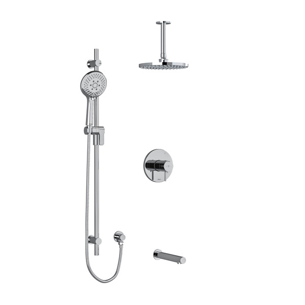 Pallace Type T/P (Thermostatic/Pressure Balance) 1/2 Inch Coaxial 3-Way System With Hand Shower Rail Shower Head And Spout - Chrome | Model Number: KIT1345PATMC-6 - Product Knockout