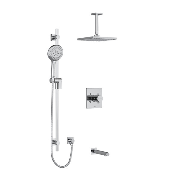 DISCONTINUED Pallace Type T/P (Thermostatic/Pressure Balance) 1/2 Inch Coaxial 3-Way System With Hand Shower Rail Shower Head And Spout - Chrome | Model Number: KIT1345PATQ+C-6