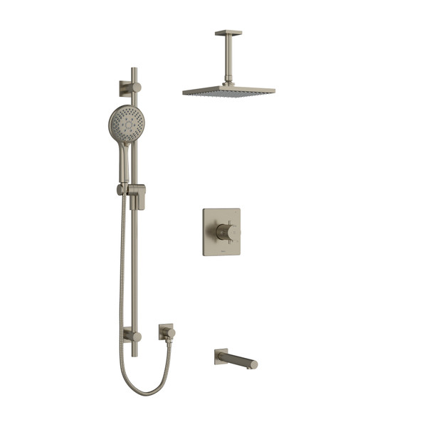 DISCONTINUED Pallace Type T/P (Thermostatic/Pressure Balance) 1/2 Inch Coaxial 3-Way System With Hand Shower Rail Shower Head And Spout - Brushed Nickel | Model Number: KIT1345PATQ+BN-6