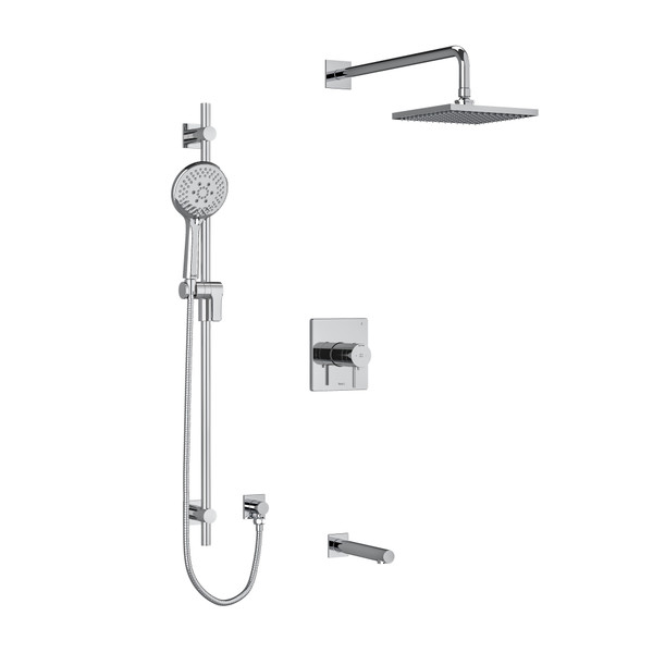 Pallace Type T/P (Thermostatic/Pressure Balance) 1/2 Inch Coaxial 3-Way System With Hand Shower Rail Shower Head And Spout - Chrome | Model Number: KIT1345PATQC-6-EX - Product Knockout