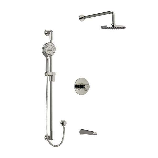 DISCONTINUED-Parabola Type T/P (Thermostatic/Pressure Balance) 1/2 Inch Coaxial 3-Way System With Hand Shower Rail Shower Head And Spout - Polished Nickel | Model Number: KIT1345PBPN-6-SPEX - Product Knockout