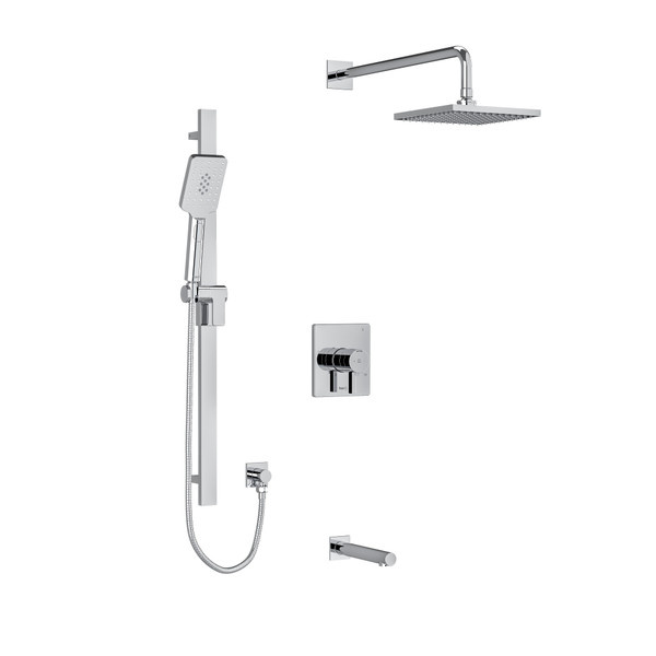 DISCONTINUED Profile Type T/P (Thermostatic/Pressure Balance) 1/2 Inch Coaxial 3-Way System With Hand Shower Rail Shower Head And Spout - Chrome | Model Number: KIT1345PFTQC-SPEX