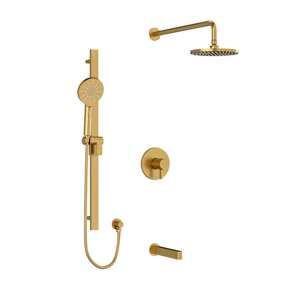 Paradox Type T/P (Thermostatic/Pressure Balance) 1/2 Inch Coaxial 3-Way System With Hand Shower Rail Shower Head And Spout - Brushed Gold | Model Number: KIT1345PXTMBG-6-SPEX - Product Knockout