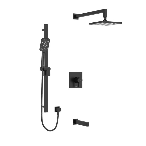 DISCONTINUED-Paradox Type T/P (Thermostatic/Pressure Balance) 1/2 Inch Coaxial 3-Way System With Hand Shower Rail Shower Head And Spout - Black | Model Number: KIT1345PXTQBK - Product Knockout