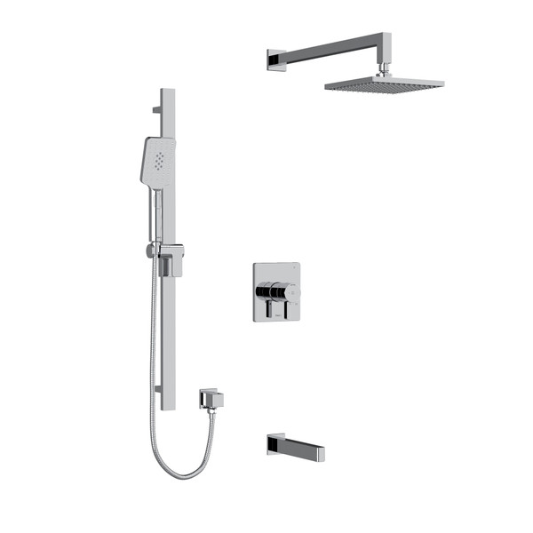 DISCONTINUED-Paradox Type T/P (Thermostatic/Pressure Balance) 1/2 Inch Coaxial 3-Way System With Hand Shower Rail Shower Head And Spout - Black | Model Number: KIT1345PXTQBK-6-SPEX - Product Knockout
