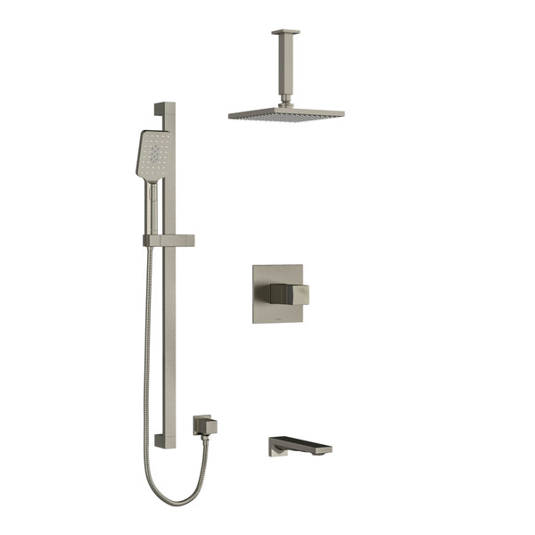 DISCONTINUED-Reflet Type T/P (Thermostatic/Pressure Balance) 1/2 Inch Coaxial 3-Way System With Hand Shower Rail Shower Head And Spout - Brushed Nickel | Model Number: KIT1345RFBN-6