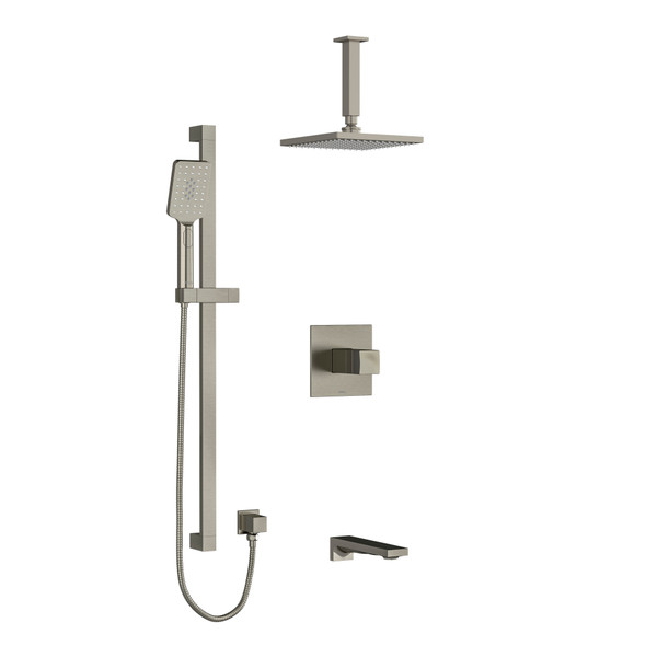 DISCONTINUED Reflet Type T/P (Thermostatic/Pressure Balance) 1/2 Inch Coaxial 3-Way System With Hand Shower Rail Shower Head And Spout - Brushed Nickel | Model Number: KIT1345RFBN-6