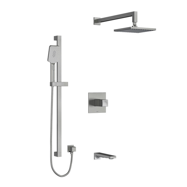 DISCONTINUED Reflet Type T/P (Thermostatic/Pressure Balance) 1/2 Inch Coaxial 3-Way System With Hand Shower Rail Shower Head And Spout - Brushed Chrome | Model Number: KIT1345RFBC-EX