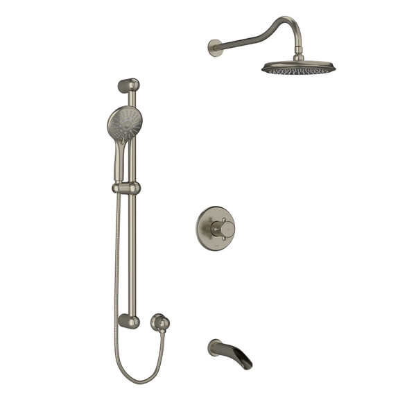DISCONTINUED Retro Type T/P (Thermostatic/Pressure Balance) 1/2 Inch Coaxial 3-Way System With Hand Shower Rail Shower Head And Spout - Brushed Nickel | Model Number: KIT1345RT+BN-SPEX