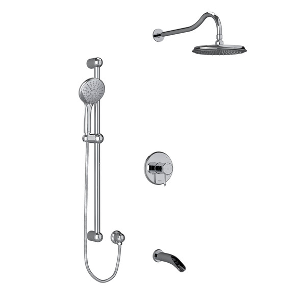 Retro Type T/P (Thermostatic/Pressure Balance) 1/2 Inch Coaxial 3-Way System With Hand Shower Rail Shower Head And Spout - Chrome | Model Number: KIT1345RTC-6 - Product Knockout