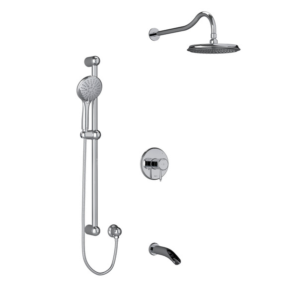 DISCONTINUED Retro Type T/P (Thermostatic/Pressure Balance) 1/2 Inch Coaxial 3-Way System With Hand Shower Rail Shower Head And Spout - Chrome | Model Number: KIT1345RTC-SPEX