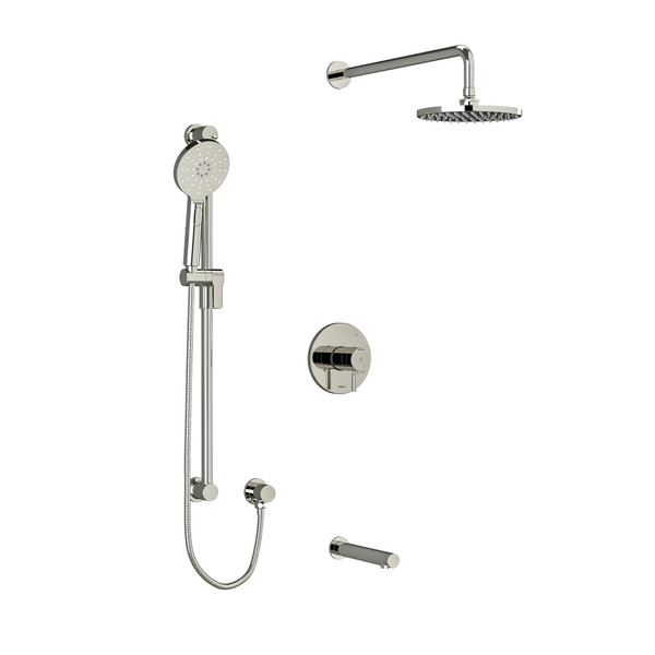 Riu Type T/P (Thermostatic/Pressure Balance) 1/2 Inch Coaxial 3-Way System With Hand Shower Rail Shower Head And Spout - Polished Nickel | Model Number: KIT1345RUTMPN - Product Knockout