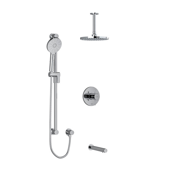 Riu Type T/P (Thermostatic/Pressure Balance) 1/2 Inch Coaxial 3-Way System With Hand Shower Rail Shower Head And Spout - Chrome | Model Number: KIT1345RUTMC-6 - Product Knockout