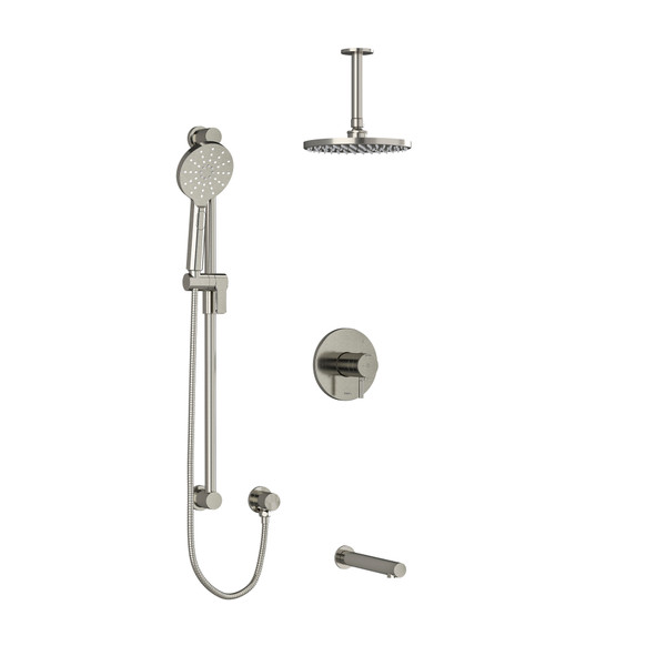 DISCONTINUED-Riu Type T/P (Thermostatic/Pressure Balance) 1/2 Inch Coaxial 3-Way System With Hand Shower Rail Shower Head And Spout - Brushed Nickel | Model Number: KIT1345RUTMBN-6 - Product Knockout