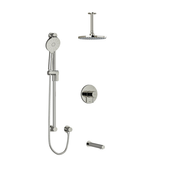 DISCONTINUED-Riu Type T/P (Thermostatic/Pressure Balance) 1/2 Inch Coaxial 3-Way System With Hand Shower Rail Shower Head And Spout - Polished Nickel | Model Number: KIT1345RUTMPN-6 - Product Knockout