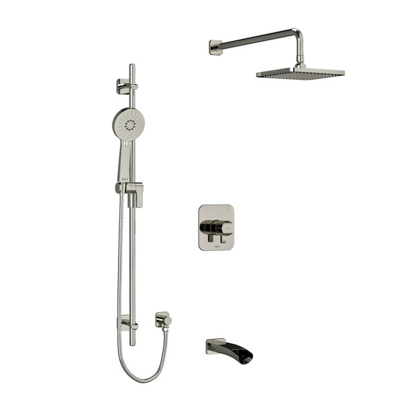Salome Type T/P (Thermostatic/Pressure Balance) 1/2 Inch Coaxial 3-Way System With Hand Shower Rail Shower Head And Spout - Polished Nickel | Model Number: KIT1345SAPN-EX - Product Knockout