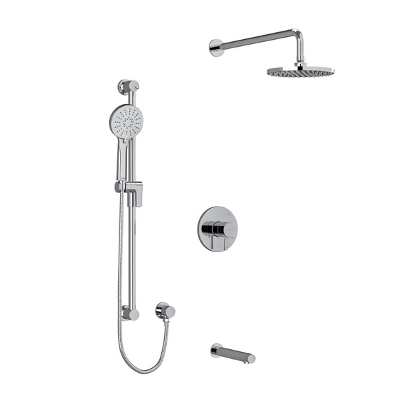 Sylla Type T/P (Thermostatic/Pressure Balance) 1/2 Inch Coaxial 3-Way System With Hand Shower Rail Shower Head And Spout - Chrome | Model Number: KIT1345SYTMC - Product Knockout