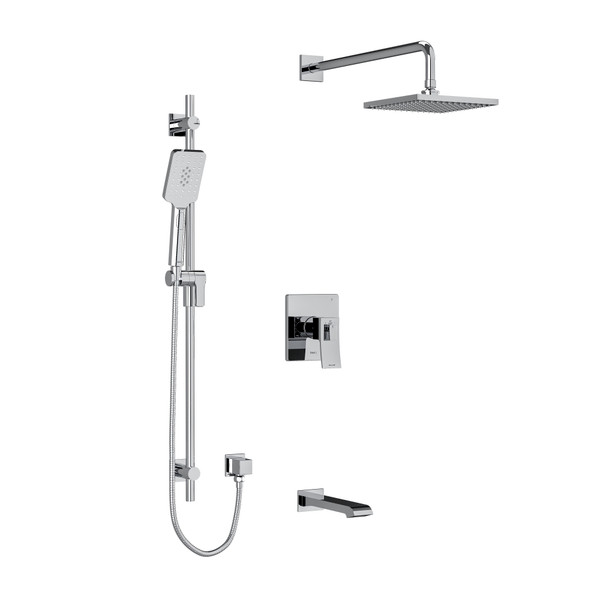 Zendo Type T/P (Thermostatic/Pressure Balance) 1/2 Inch Coaxial 3-Way System With Hand Shower Rail Shower Head And Spout - Chrome | Model Number: KIT1345ZOTQC - Product Knockout