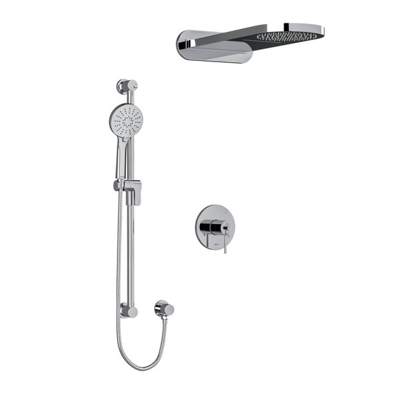 CS Type T/P (Thermostatic/Pressure Balance) 1/2 Inch Coaxial 3-Way System With Hand Shower Rail And Rain And Cascade Shower Head - Chrome | Model Number: KIT2745CSTMC-EX - Product Knockout