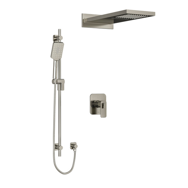 DISCONTINUED-Equinox Type T/P (Thermostatic/Pressure Balance) 1/2 Inch Coaxial 3-Way System With Hand Shower Rail And Rain And Cascade Shower Head - Brushed Nickel | Model Number: KIT2745EQBN-EX - Product Knockout