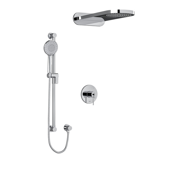 DISCONTINUED-GS Type T/P (Thermostatic/Pressure Balance) 1/2 Inch Coaxial 3-Way System With Hand Shower Rail And Rain And Cascade Shower Head - Chrome | Model Number: KIT2745GSC-EX - Product Knockout