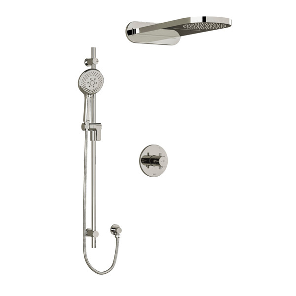 DISCONTINUED Pallace Type T/P (Thermostatic/Pressure Balance) 1/2 Inch Coaxial 3-Way System With Hand Shower Rail And Rain And Cascade Shower Head - Polished Nickel | Model Number: KIT2745PATM+PN
