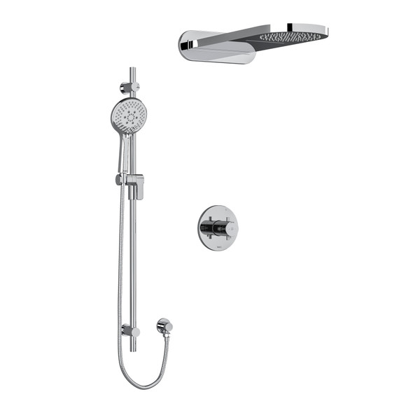 DISCONTINUED Pallace Type T/P (Thermostatic/Pressure Balance) 1/2 Inch Coaxial 3-Way System With Hand Shower Rail And Rain And Cascade Shower Head - Chrome | Model Number: KIT2745PATM+C-SPEX