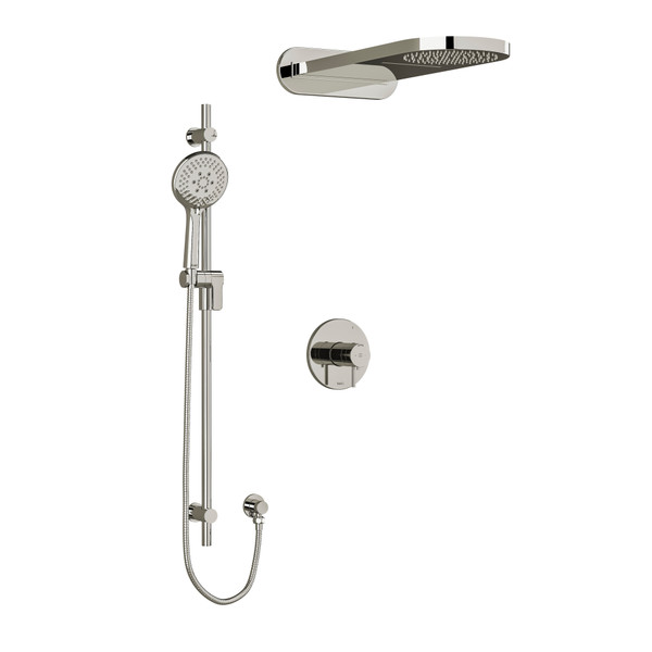 DISCONTINUED Pallace Type T/P (Thermostatic/Pressure Balance) 1/2 Inch Coaxial 3-Way System With Hand Shower Rail And Rain And Cascade Shower Head - Polished Nickel | Model Number: KIT2745PATMPN-SPEX