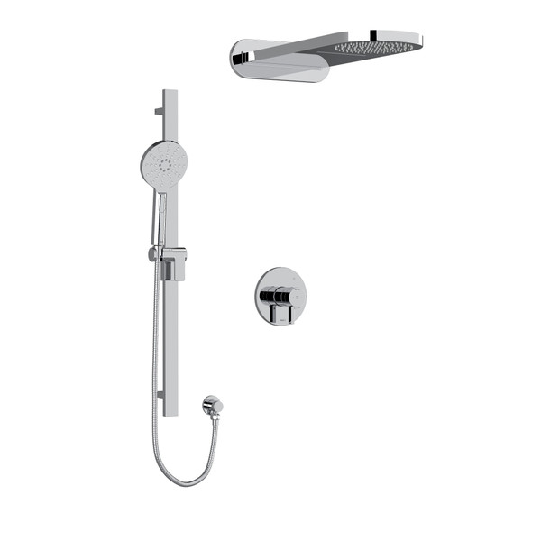 DISCONTINUED-Paradox Type T/P (Thermostatic/Pressure Balance) 1/2 Inch Coaxial 3-Way System With Hand Shower Rail And Rain And Cascade Shower Head - Chrome | Model Number: KIT2745PXTMC - Product Knockout