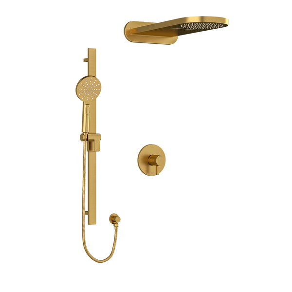 Paradox Type T/P (Thermostatic/Pressure Balance) 1/2 Inch Coaxial 3-Way System With Hand Shower Rail And Rain And Cascade Shower Head - Brushed Gold | Model Number: KIT2745PXTMBG - Product Knockout