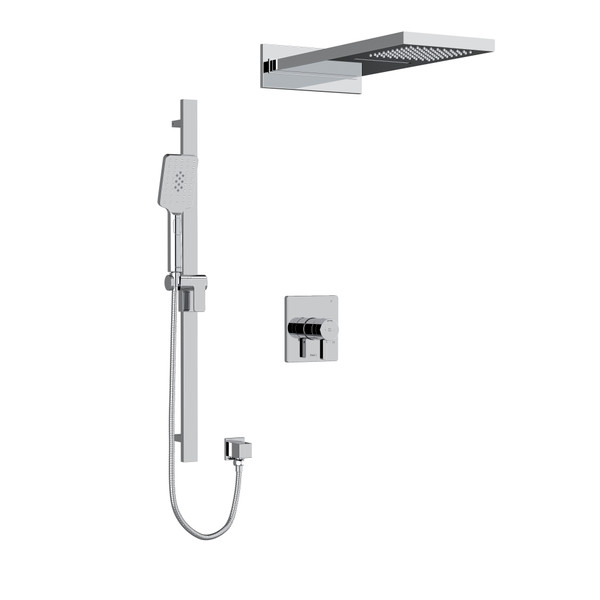 Paradox Type T/P (Thermostatic/Pressure Balance) 1/2 Inch Coaxial 3-Way System With Hand Shower Rail And Rain And Cascade Shower Head - Chrome | Model Number: KIT2745PXTQC-EX - Product Knockout