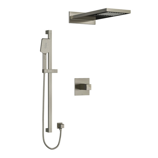 Reflet Type T/P (Thermostatic/Pressure Balance) 1/2 Inch Coaxial 3-Way System With Hand Shower Rail And Rain And Cascade Shower Head - Brushed Nickel | Model Number: KIT2745RFBN-EX - Product Knockout