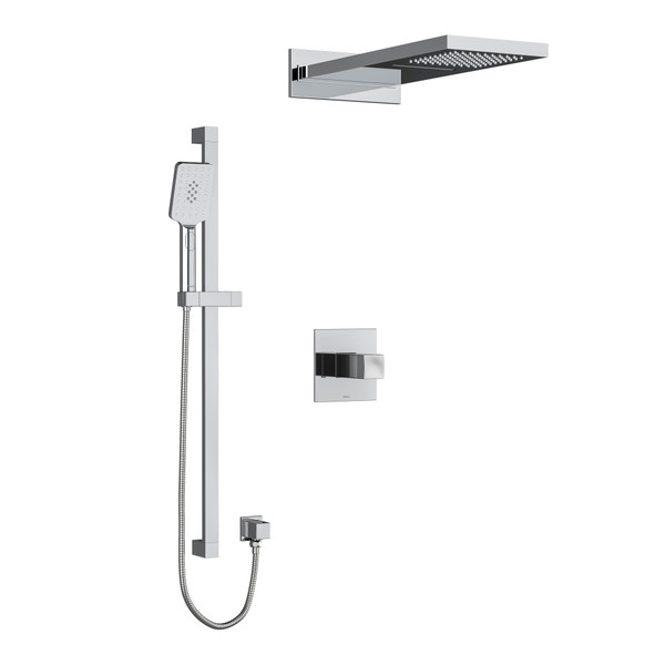 DISCONTINUED-Reflet Type T/P (Thermostatic/Pressure Balance) 1/2 Inch Coaxial 3-Way System With Hand Shower Rail And Rain And Cascade Shower Head - Chrome | Model Number: KIT2745RFC-SPEX - Product Knockout