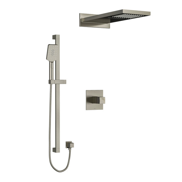 Reflet Type T/P (Thermostatic/Pressure Balance) 1/2 Inch Coaxial 3-Way System With Hand Shower Rail And Rain And Cascade Shower Head - Brushed Nickel | Model Number: KIT2745RFBN-SPEX - Product Knockout