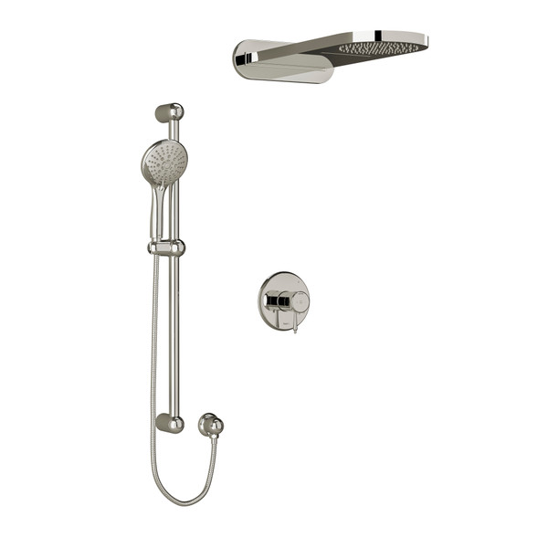 DISCONTINUED Retro Type T/P (Thermostatic/Pressure Balance) 1/2 Inch Coaxial 3-Way System With Hand Shower Rail And Rain And Cascade Shower Head - Polished Nickel | Model Number: KIT2745RTPN-EX