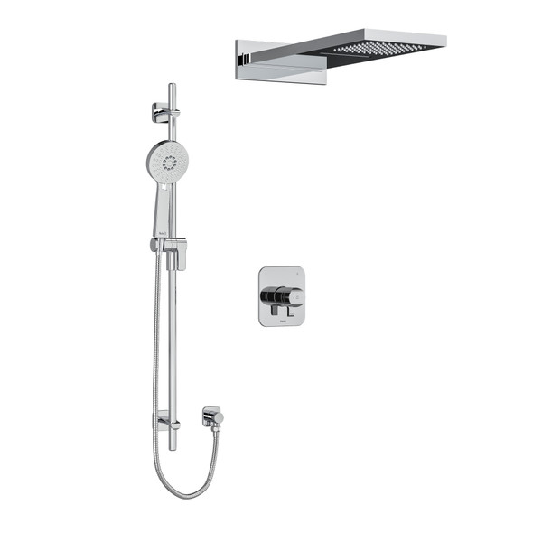 Salome Type T/P (Thermostatic/Pressure Balance) 1/2 Inch Coaxial 3-Way System With Hand Shower Rail And Rain And Cascade Shower Head - Chrome | Model Number: KIT2745SAC - Product Knockout