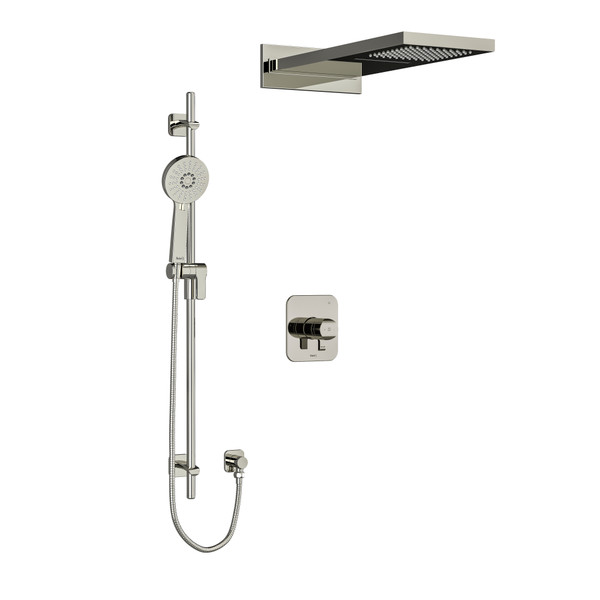 DISCONTINUED-Salome Type T/P (Thermostatic/Pressure Balance) 1/2 Inch Coaxial 3-Way System With Hand Shower Rail And Rain And Cascade Shower Head - Polished Nickel | Model Number: KIT2745SAPN - Product Knockout