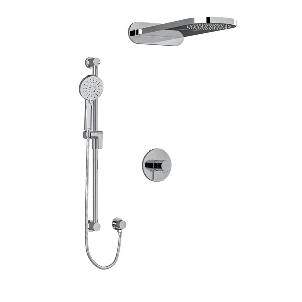 DISCONTINUED Sylla Type T/P (Thermostatic/Pressure Balance) 1/2 Inch Coaxial 3-Way System With Hand Shower Rail And Rain And Cascade Shower Head - Chrome | Model Number: KIT2745SYTMC-EX