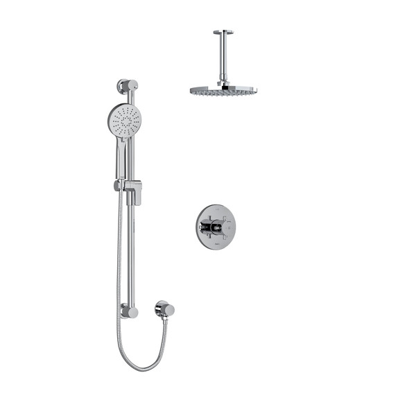 DISCONTINUED-Edge Type T/P (Thermostatic/Pressure Balance) 1/2 Inch Coaxial 2-Way System With Hand Shower And Shower Head - Chrome with Cross Handles | Model Number: KIT323EDTM+C-6 - Product Knockout