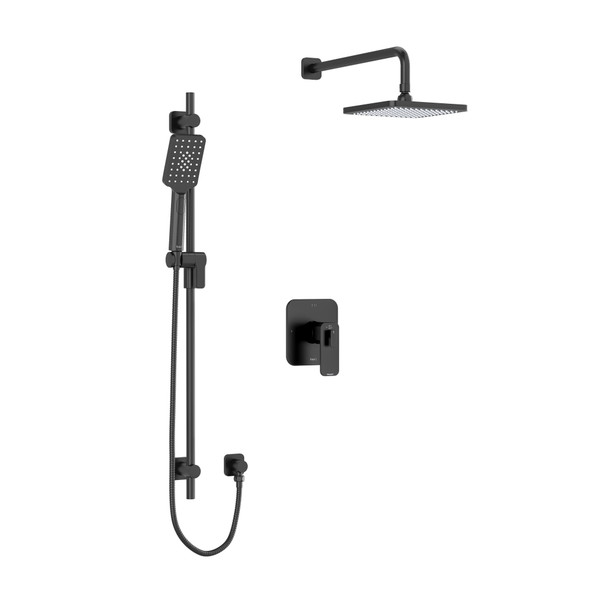 Equinox Type T/P (Thermostatic/Pressure Balance) 1/2 Inch Coaxial 2-Way System With Hand Shower And Shower Head - Black | Model Number: KIT323EQBK-EX - Product Knockout