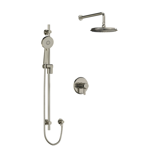 Momenti Type T/P (Thermostatic/Pressure Balance) 1/2 Inch Coaxial 2-Way System With Hand Shower And Shower Head - Brushed Nickel with J-Shaped Handles | Model Number: KIT323MMRDJBN - Product Knockout