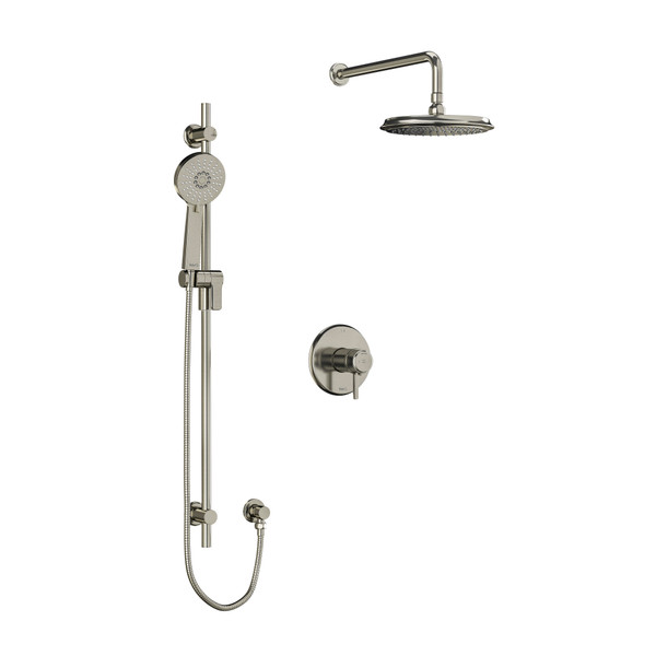 Momenti Type T/P (Thermostatic/Pressure Balance) 1/2 Inch Coaxial 2-Way System With Hand Shower And Shower Head - Brushed Nickel with Lever Handles | Model Number: KIT323MMRDLBN-6-EX - Product Knockout