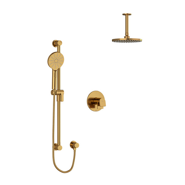 Ode Type T/P (Thermostatic/Pressure Balance) 1/2 Inch Coaxial 2-Way System With Hand Shower And Shower Head - Brushed Gold | Model Number: KIT323ODBG-6-EX - Product Knockout