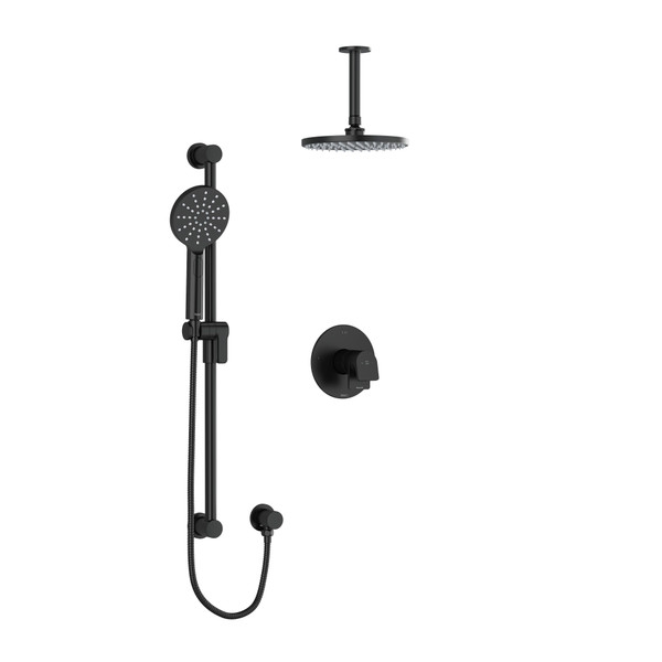 DISCONTINUED Ode Type T/P (Thermostatic/Pressure Balance) 1/2 Inch Coaxial 2-Way System With Hand Shower And Shower Head - Black | Model Number: KIT323ODBK-6-EX