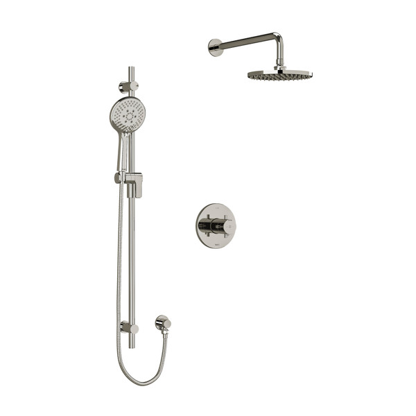 Pallace Type T/P (Thermostatic/Pressure Balance) 1/2 Inch Coaxial 2-Way System With Hand Shower And Shower Head - Polished Nickel with Cross Handles | Model Number: KIT323PATM+PN-SPEX - Product Knockout