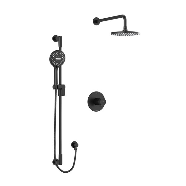 Parabola Type T/P (Thermostatic/Pressure Balance) 1/2 Inch Coaxial 2-Way System With Hand Shower And Shower Head - Black | Model Number: KIT323PBBK - Product Knockout