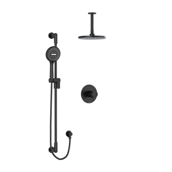 DISCONTINUED Parabola Type T/P (Thermostatic/Pressure Balance) 1/2 Inch Coaxial 2-Way System With Hand Shower And Shower Head - Black | Model Number: KIT323PBBK-6