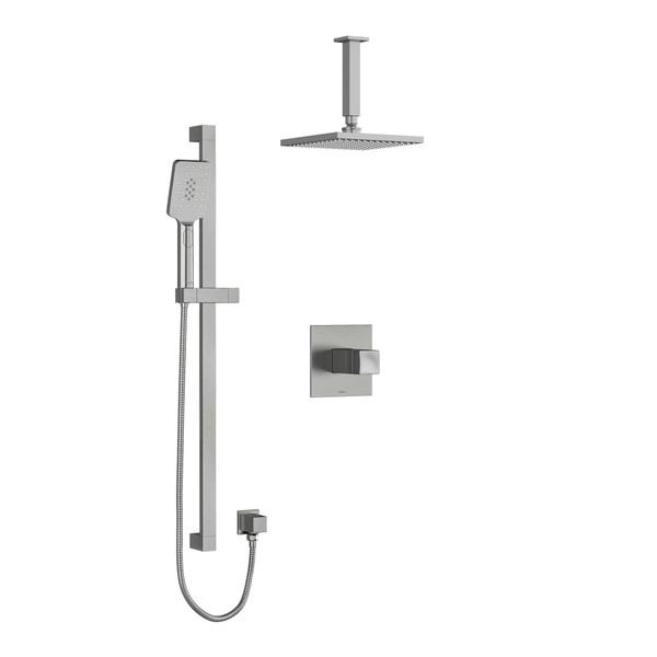 DISCONTINUÉ système coaxial à 2 voies de 1/2 po type t/p (thermostatique/pression équilibrée) reflet avec douchette et tête de douche - Chrome brossé | Numéro de modèle: KIT323RFBC-6