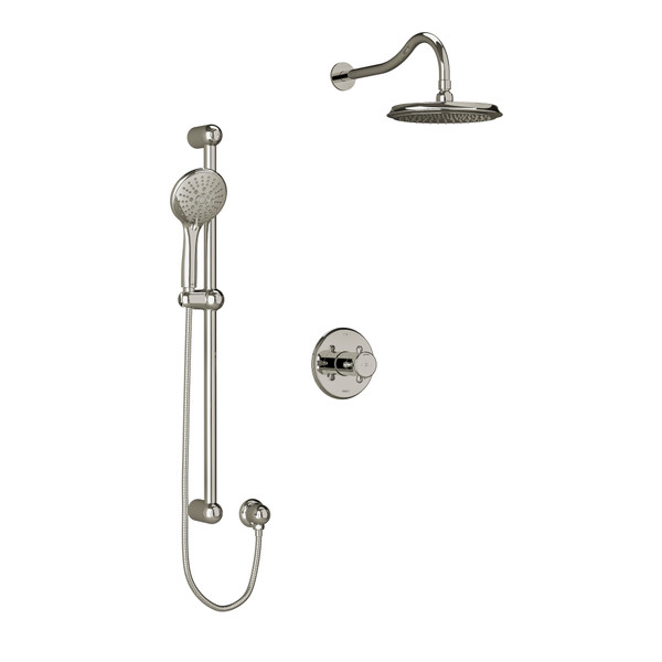 Retro Type T/P (Thermostatic/Pressure Balance) 1/2 Inch Coaxial 2-Way System With Hand Shower And Shower Head - Polished Nickel with Cross Handles | Model Number: KIT323RT+PN-SPEX - Product Knockout
