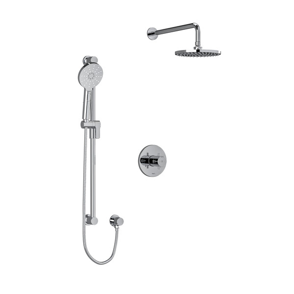 Riu Type T/P (Thermostatic/Pressure Balance) 1/2 Inch Coaxial 2-Way System With Hand Shower And Shower Head - Chrome with Cross Handles | Model Number: KIT323RUTM+C-6-SPEX - Product Knockout